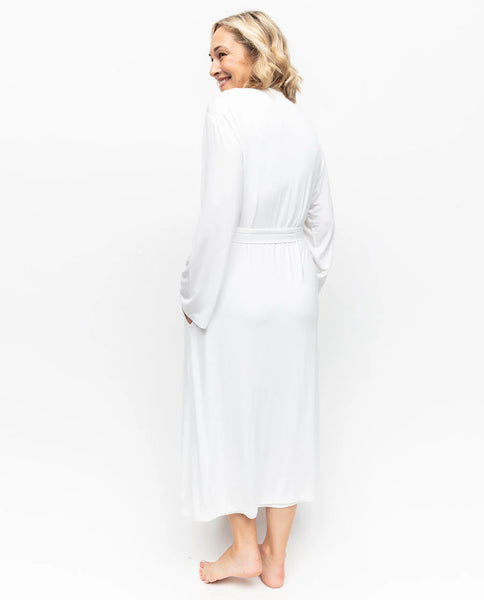 Nora Rose Tessa Lace Detail Jersey Long Dressing Gown