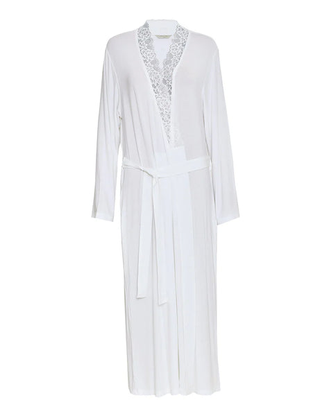 Nora Rose Tessa Lace Detail Jersey Long Dressing Gown