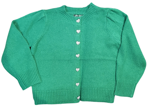 Gabby Isabella Knit Sweater with Heart Buttons - Green