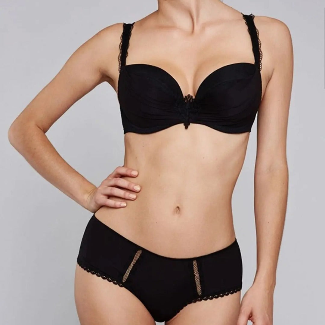 Buy ELIPSER Women's Cotton Padded Bra Panty Lingerie Set Honeymoon Bikini  Set for Girl's Black at