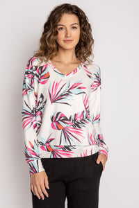 P.J. Salvage Peachy Party Tropical Long Sleeve Top