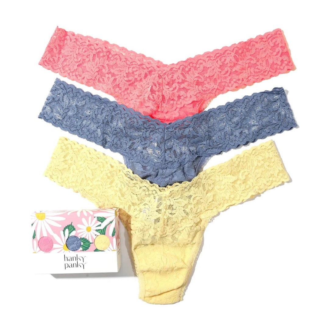 3 Pack Low Rise Lace Thongs, Hanky Panky