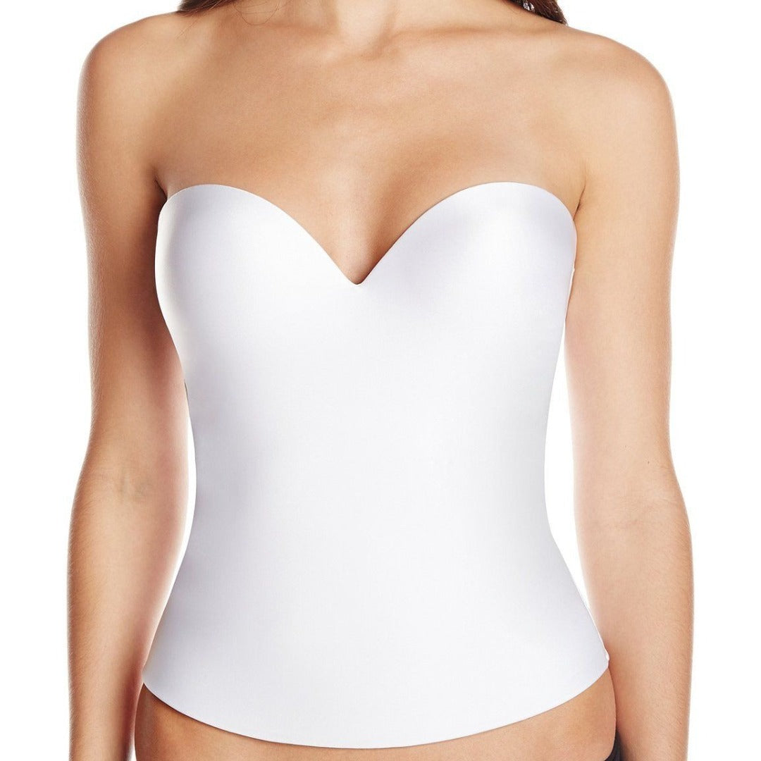Dominique Lace Low Back Plunge Strapless Push Up Bustier Style 7759 - White  