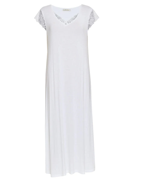 Nora Rose Tessa Lace Detail Jersey Long Nightdress