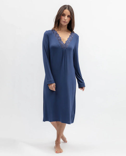 Nora Rose Serena Lace Detail Jersey Short Nightdress