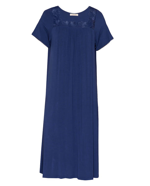 Nora Rose Serene Lace Jersey Midi Nightdress