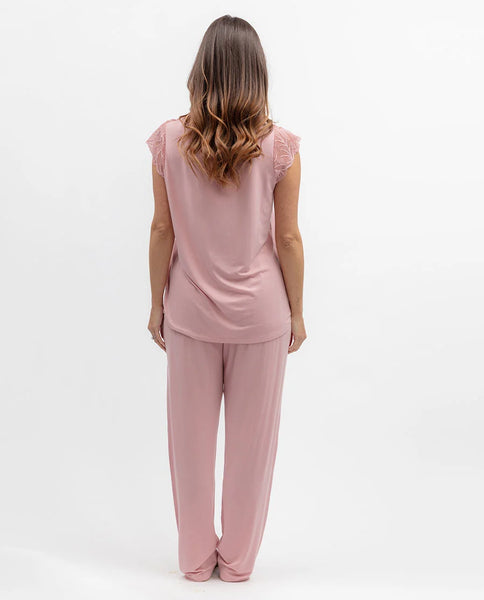 Nora Rose Flowered Field Lace-Detailed Jersey Pyjama Set