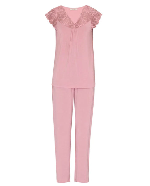 Nora Rose Flowered Field Lace-Detailed Jersey Pyjama Set