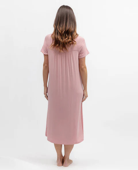 Nora Rose Serene Lace Jersey Midi Nightdress