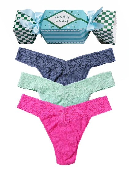 Hanky Panky Holiday Disco 3 Pack Original Rise Thong