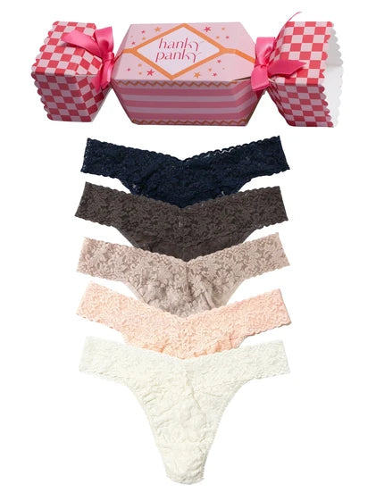 Holiday Cracker Cozy Neutrals 5 Pack Original Rise Thongs