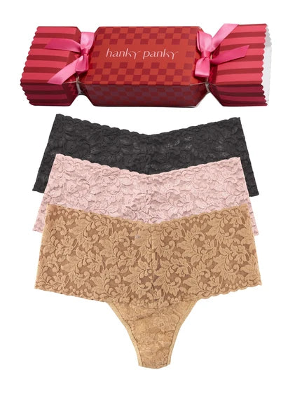 Hanky Panky Holiday Cracker Cocktail Hour 3 Pack Retro Thong
