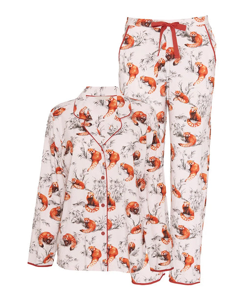 Cyberjammies Pumpkin Spice Red Panda Printed Jersey Pyjama Set