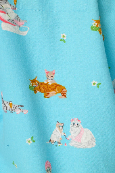 P.J. Salvage Pampered Cat Print 3-Piece Long Sleeve Flannel PJ Set
