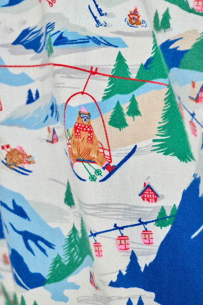 P.J. Salvage Ski Ya Later Skiing Bears Print 3-Piece Flannel PJ Pant Set