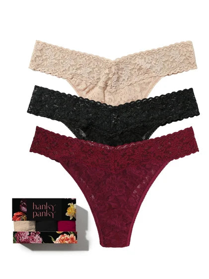 Hanky Panky Signature Lace Original Rise Thong 3 Pack