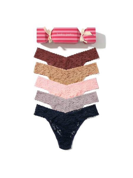 Hanky Panky Signature Lace® Original Rise Thong Holiday 3 & 5 Pack Cracker