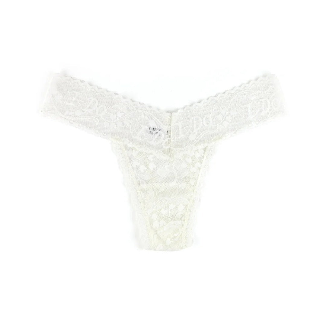 Hanky Panky "I DO" Shimmer Lace Low Rise Thong