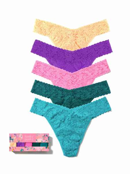 Hanky Panky Signature Lace Original Rise Thong Garden Party Box 5 Pack