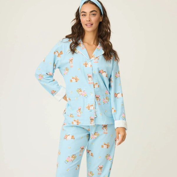P.J. Salvage Beary Cute Bear Print Flannel PJ Set