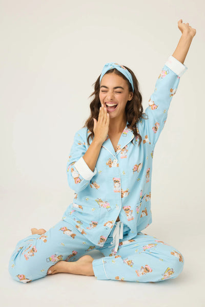 P.J. Salvage Beary Cute Bear Print Flannel PJ Set