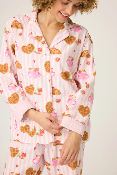 P.J. Salvage Brunch Club Breakfast Print Flannel PJ Set