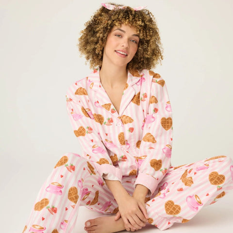 P.J. Salvage Brunch Club Breakfast Print Flannel PJ Set