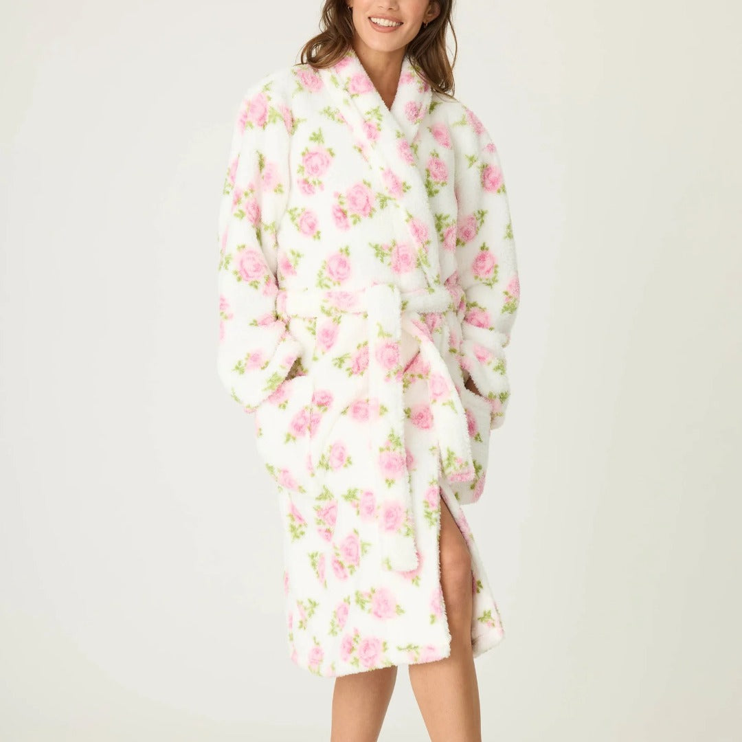 P.J. Salvage Ivory Rose Fleece Robe