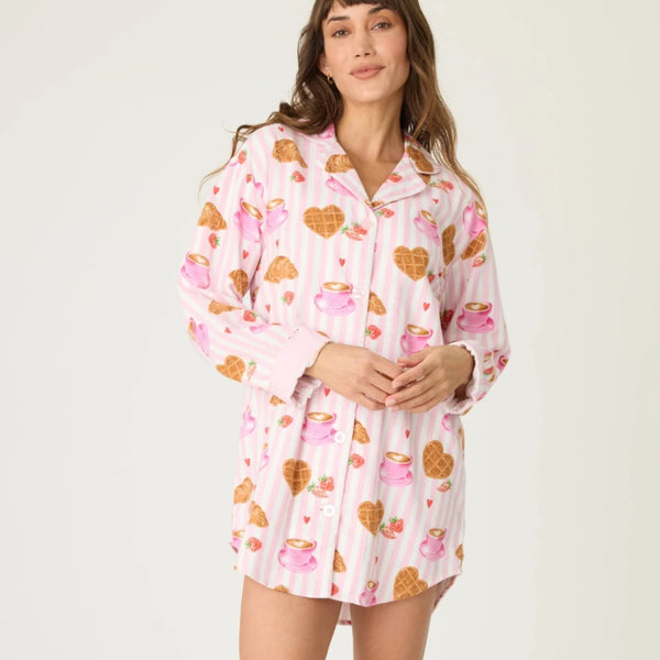 P.J. Salvage Brunch Club  Breakfast Flannel Nightshirt