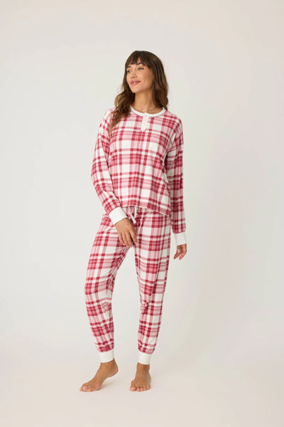 P.J. Salvage Full Of Holiday Spirit Plaid Velour PJ Set