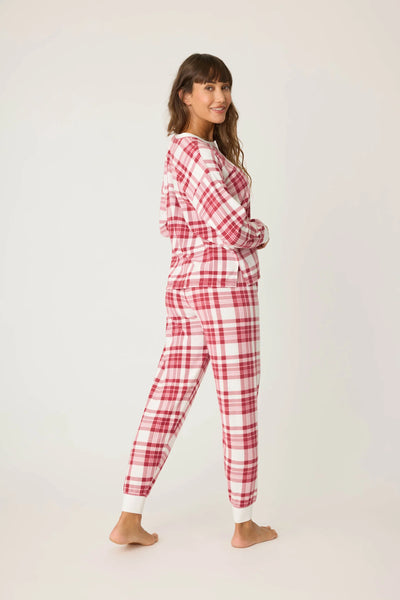 P.J. Salvage Full Of Holiday Spirit Plaid Velour PJ Set