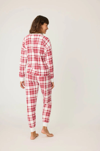 P.J. Salvage Full Of Holiday Spirit Plaid Velour PJ Set