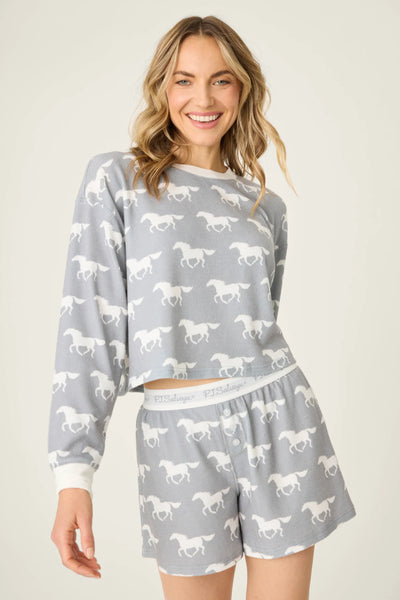 P.J. Salvage Boyfriend Boxer Horse Print Short Set