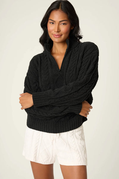 P.J. Salvage Cozy Chenille Cable Knit Half Zip