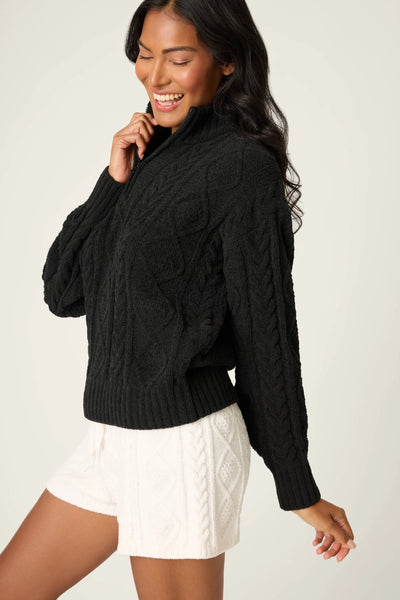 P.J. Salvage Cozy Chenille Cable Knit Half Zip