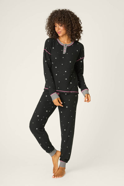 P.J. Salvage Ski Jammie Classics Starlight Starbright Black PJ Set