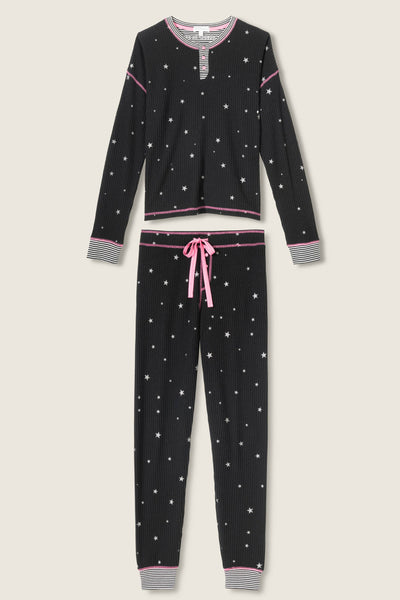 P.J. Salvage Ski Jammie Classics Starlight Starbright Black PJ Set