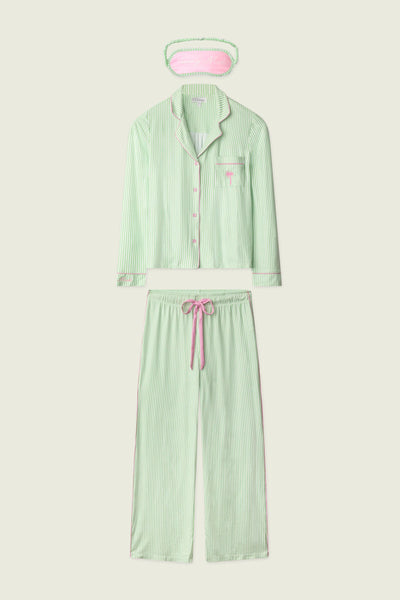 P.J. Salvage Pupcation Palms Kiwi Stripe 3-Piece PJ Set