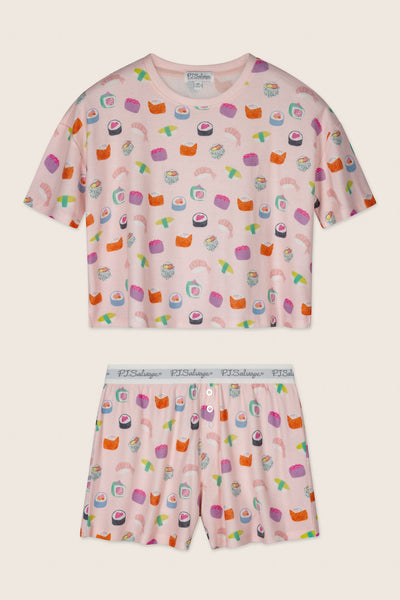 P.J. Salvage Boyfriend Boxer Sushi Bites PJ Short Set
