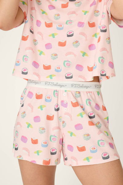 P.J. Salvage Boyfriend Boxer Sushi Bites PJ Short Set
