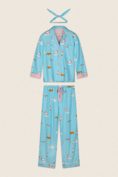 P.J. Salvage Pampered Cat Print 3-Piece Long Sleeve Flannel PJ Set