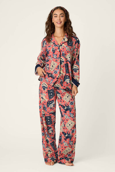 P.J. Salvage Lucky in Love Western Print 3-Piece Long Sleeve Flannel PJ Set