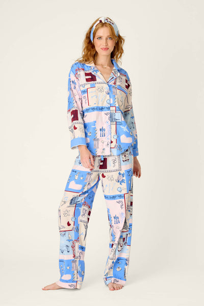 P.J. Salvage Allons-Y Parisian Print 3-Piece Flannel PJ Set