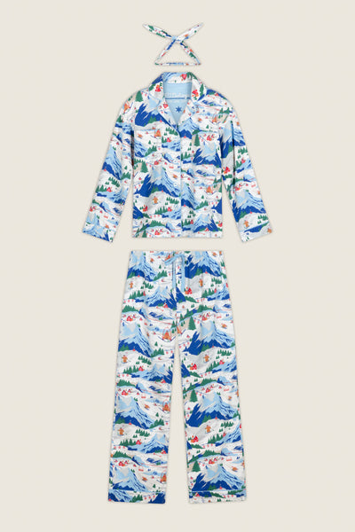 P.J. Salvage Ski Ya Later Skiing Bears Print 3-Piece Flannel PJ Pant Set