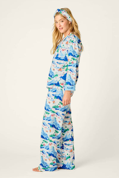 P.J. Salvage Ski Ya Later Skiing Bears Print 3-Piece Flannel PJ Pant Set