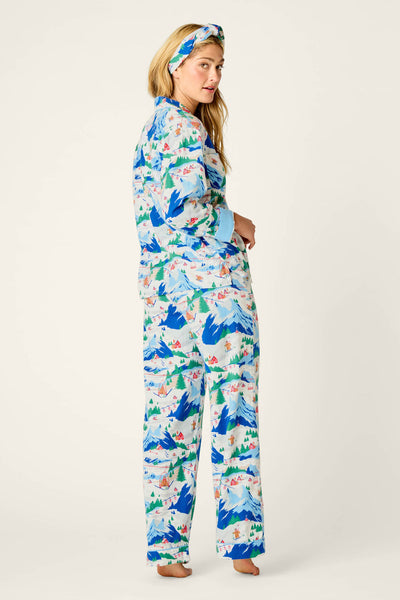P.J. Salvage Ski Ya Later Skiing Bears Print 3-Piece Flannel PJ Pant Set
