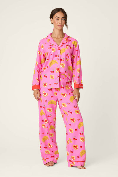 P.J. Salvage Breakfast Pastry Print 3-Piece Flannel PJ Set
