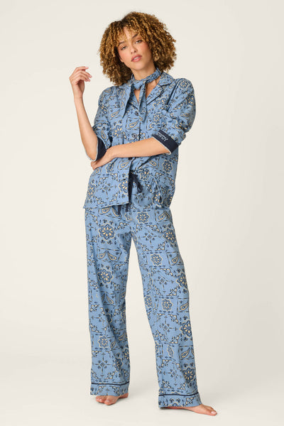 P.J. Salvage Classic Paisley Bandana Print 3-Piece Long Sleeve Flannel PJ Set