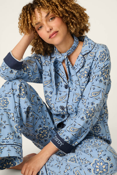 P.J. Salvage Classic Paisley Bandana Print 3-Piece Long Sleeve Flannel PJ Set