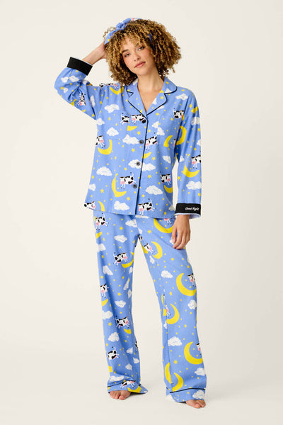 P.J. Salvage Cows Jumping Over the Moon 3-Piece Flannel PJ Set